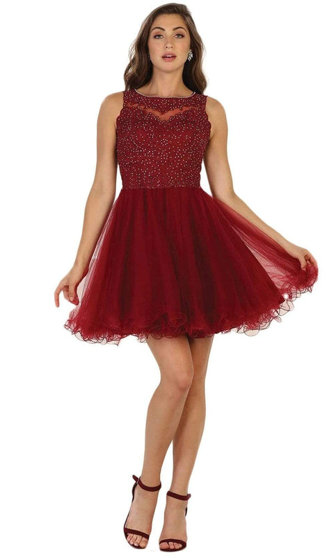Embellished Jewel A-line Homecoming Dress - May Queen