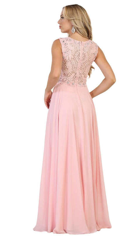 Embellished Lace Pleated Prom Dress - May Queen