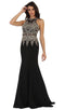 Gilt Embroidered Illusion Trumpet Prom Gown - May Queen