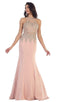 Gilt Embroidered Illusion Trumpet Prom Gown - May Queen