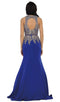 Gilt Embroidered Illusion Trumpet Prom Gown - May Queen