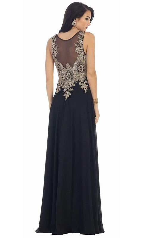 Illusion Ornate Lace Prom Gown - May Queen
