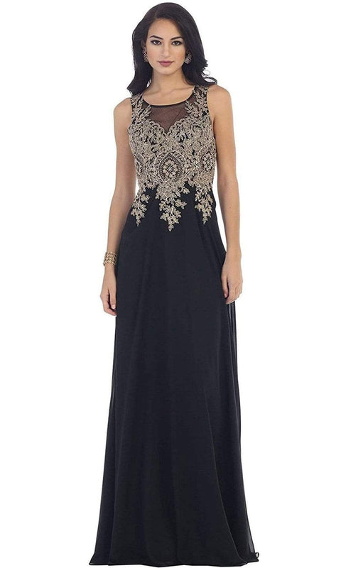 Illusion Ornate Lace Prom Gown - May Queen