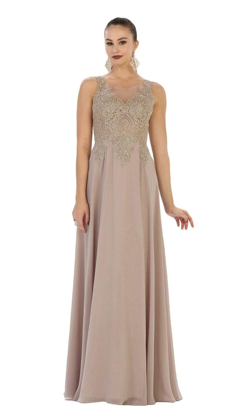 Illusion Ornate Lace Prom Gown - May Queen