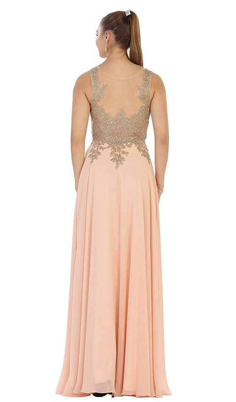 Illusion Ornate Lace Prom Gown - May Queen