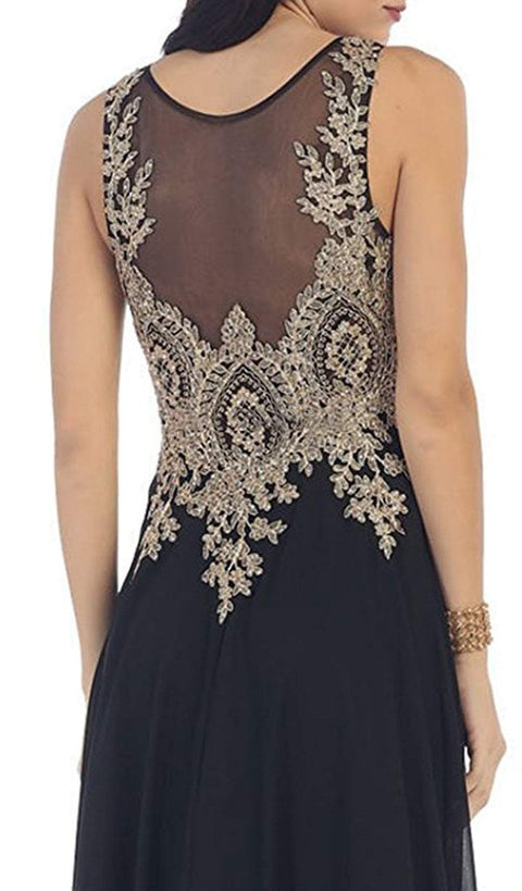 Illusion Ornate Lace Prom Gown - May Queen