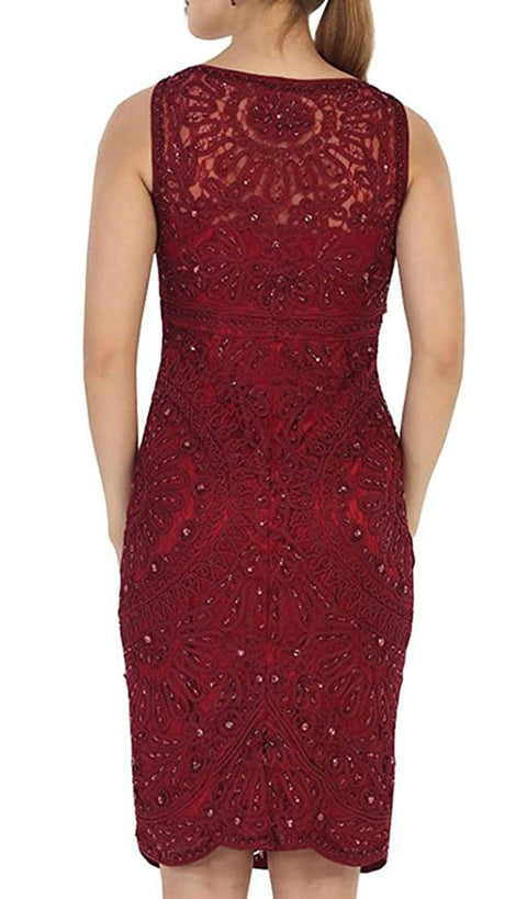 Knee Length Embroidered V-Neck Cocktail Dress - May Queen