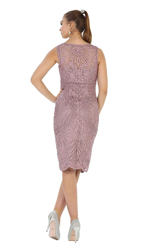 Knee Length Embroidered V-Neck Cocktail Dress - May Queen