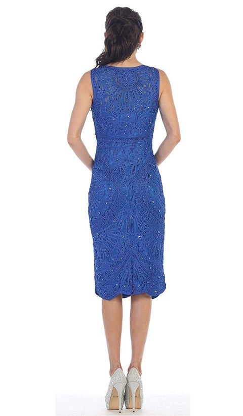 Knee Length Embroidered V-Neck Cocktail Dress - May Queen