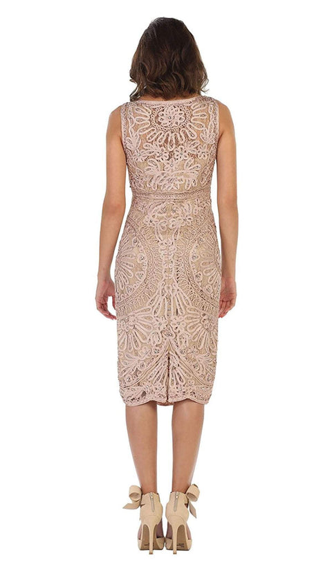 Knee Length Embroidered V-Neck Cocktail Dress - May Queen