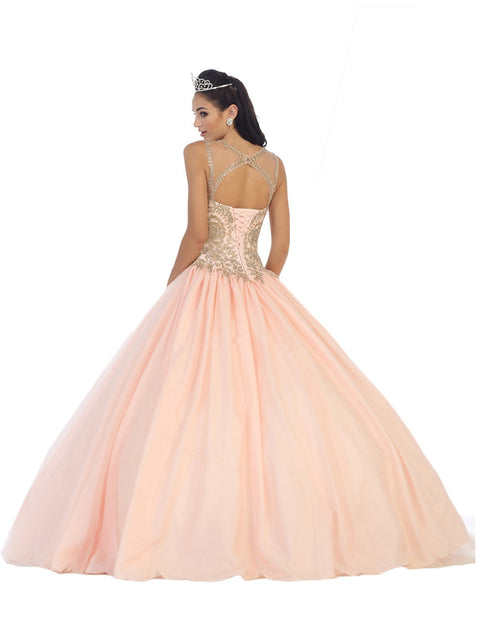 Lace Illusion Jewel Evening Gown - May Queen LK-72