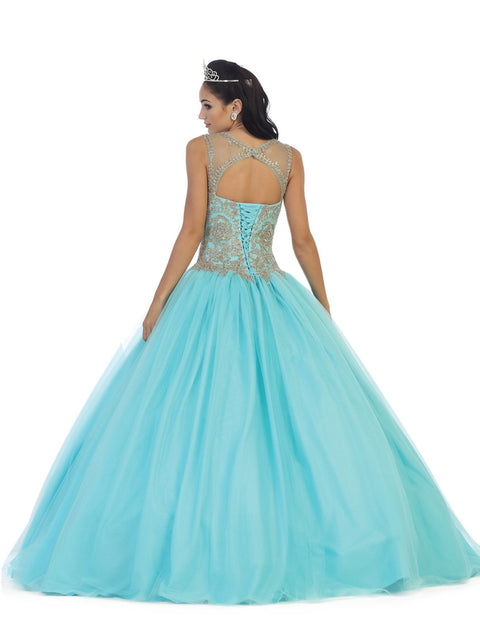 Lace Illusion Jewel Evening Gown - May Queen LK-72