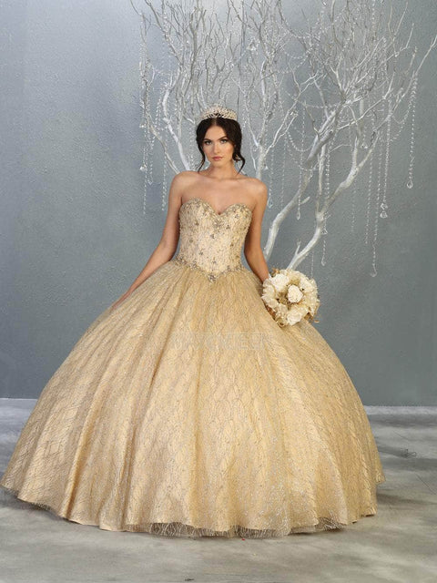 Sequined Strapless Sweetheart Ballgown - May Queen LK126