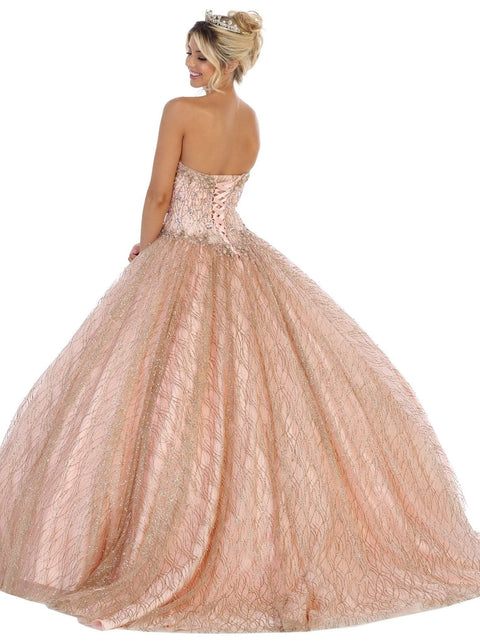 Sequined Strapless Sweetheart Ballgown - May Queen LK126