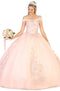 Off Shoulder Rose Appliqued Ballgown - May Queen LK136