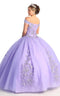 Off Shoulder Rose Appliqued Ballgown - May Queen LK136