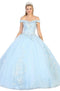 Off Shoulder Rose Appliqued Ballgown - May Queen LK136