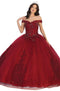 Off Shoulder Rose Appliqued Ballgown - May Queen LK136