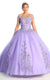 Off Shoulder Rose Appliqued Ballgown - May Queen LK136