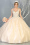 Embellished Wide V-neck Ballgown - May Queen LK143