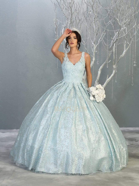 Glitter Floral Appliqued Ballgown - May Queen LK149