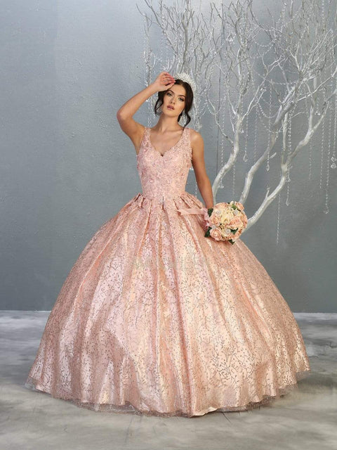 Glitter Floral Appliqued Ballgown - May Queen LK149