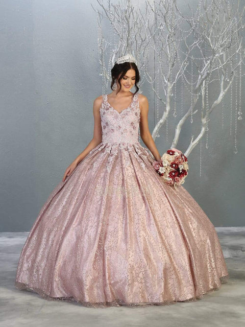 Glitter Floral Appliqued Ballgown - May Queen LK149