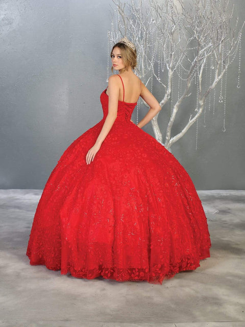 Spaghetti Strap Embroidered Foliage Ballgown - May Queen LK150