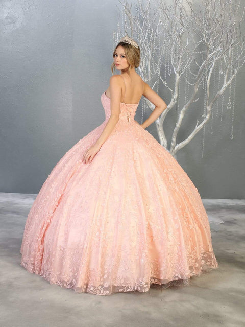 Spaghetti Strap Embroidered Foliage Ballgown - May Queen LK150