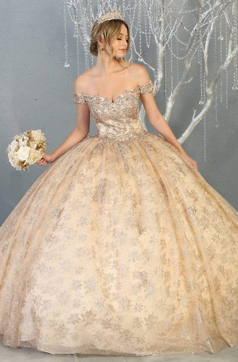 Embellished Off-Shoulder Ballgown - May Queen LK152
