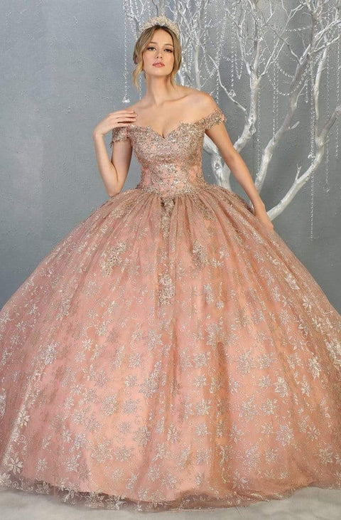 Embellished Off-Shoulder Ballgown - May Queen LK152