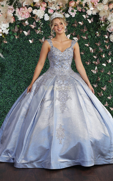 Ornated Sleeveless Bodice Box Pleated Ballgown - May Queen LK156