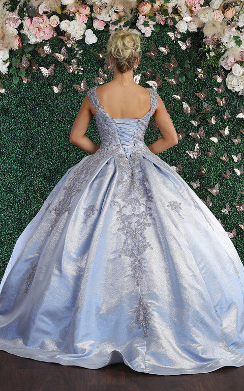 Ornated Sleeveless Bodice Box Pleated Ballgown - May Queen LK156