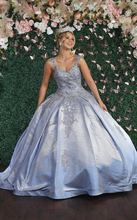 Ornated Sleeveless Bodice Box Pleated Ballgown - May Queen LK156
