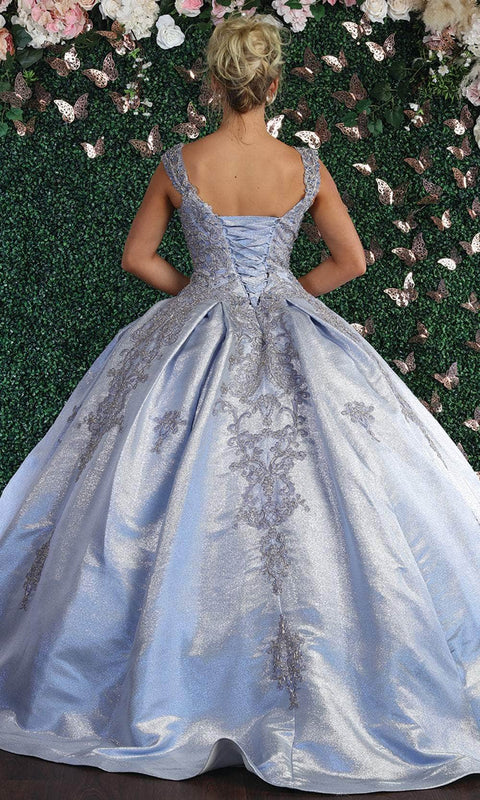 Ornated Sleeveless Bodice Box Pleated Ballgown - May Queen LK156