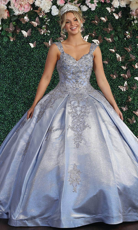 Ornated Sleeveless Bodice Box Pleated Ballgown - May Queen LK156