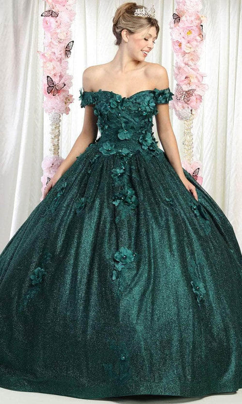Off Shoulder Floral Prom Ballgown - May Queen LK161