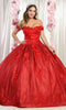 Off Shoulder Floral Prom Ballgown - May Queen LK161