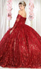 Long Sleeve Sequin Prom Ballgown - May Queen LK162