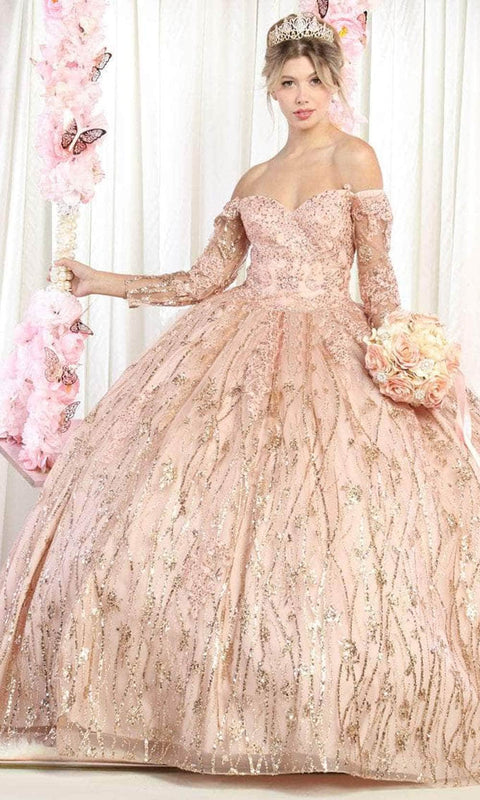 Long Sleeve Sequin Prom Ballgown - May Queen LK162