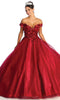 Off Shoulder Applique Prom Ballgown - May Queen LK166