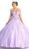 Off Shoulder Applique Prom Ballgown - May Queen LK166