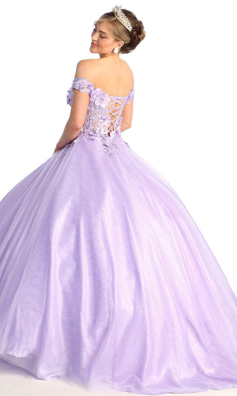 Off Shoulder Applique Prom Ballgown - May Queen LK166