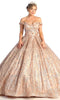 Shimmering Off Shoulder A-Line Gown - May Queen LK169