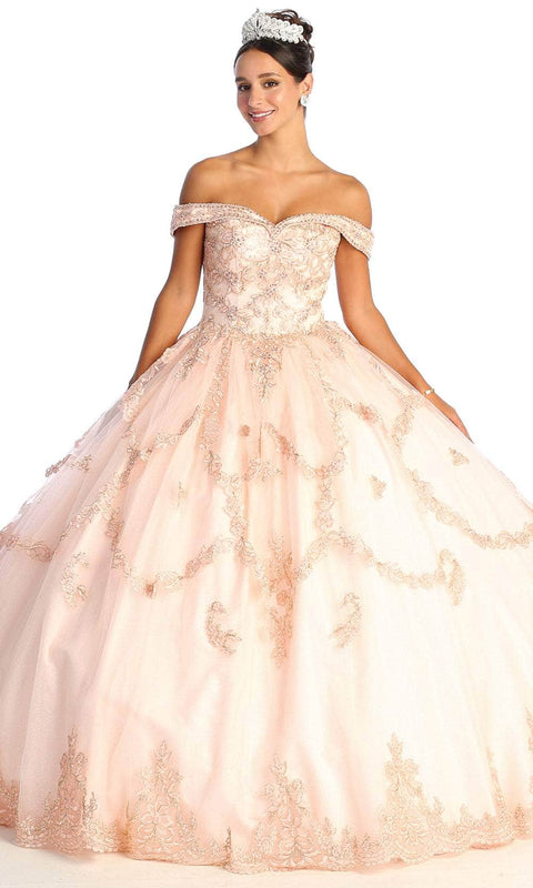 Embellished Off Shoulder A-Line Gown - May Queen LK170
