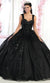 Wide Strap Floral Glitter Ballgown - May Queen LK171