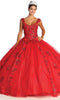 Vestido de gala con purpurina floral y tirantes anchos - May Queen LK171