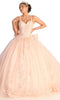 V-Neck Embroidered Prom Ballgown - May Queen LK174