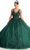 V-Neck Embroidered Prom Ballgown - May Queen LK174