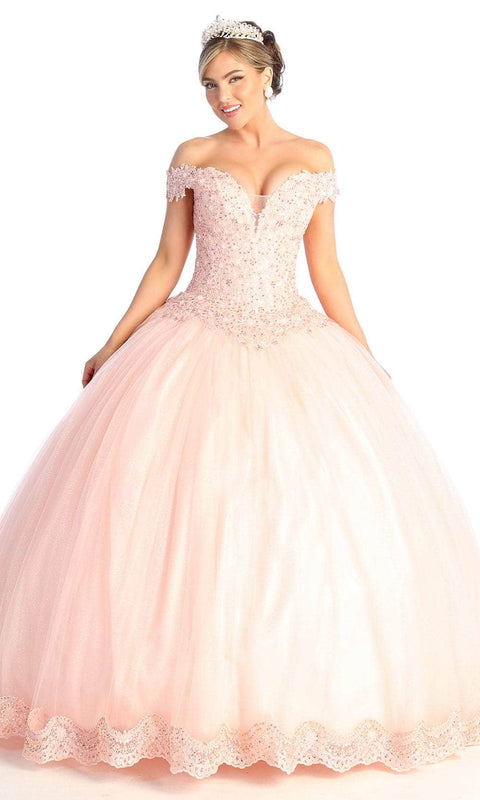 Embroidered Bodice A-line Gown - May Queen LK175